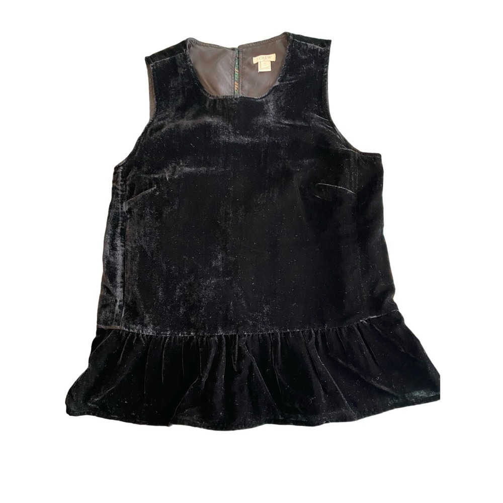 J.Crew Drapey Velvet Peplum Sleeveless Party Top Black Size 2
